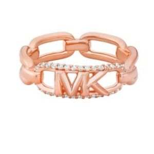 Michael Kors Women's Premium 14K Rose Gold-Plated Sterling Silver Pavé Link Ring